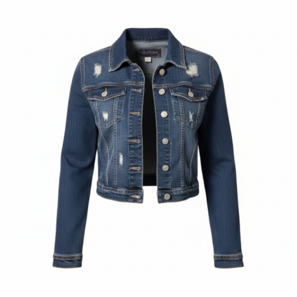 Maurices Blue Distressed Denim Jacket